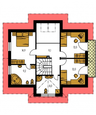 Image miroir | Plan de sol du premier étage - PREMIER 178